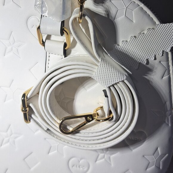 ALDO SACHEL PURSE DETACHABLE STRAP CLEAR WHITE COIN POUCH 2 INTERIOR POCKETS - Picture 3 of 10